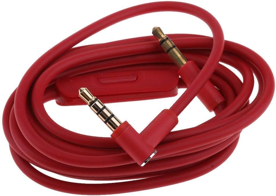 Replacement Audio Cable Cord Wire with in-line Mic Audio Extension Cable and Remote Control Compatible with Beats by Dr Dre Headphones Solo/Studio/Pro/Detox/Wireless/Mixr/Executive/Pill (Red) : Electronics