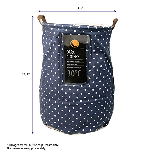 Deke Home Collapsible Laundry Basket Hamper. Round Lunar Canvas Waterproof Large Storage Bin Baskets. Storage Washing Clothes And Toys With Handles And Drawnstring 13.3"X 18.5" #TOP7