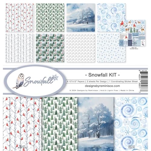 Scrapbooking Snowfall Reminisce kit pour réussir facilement vos pages d'hiver