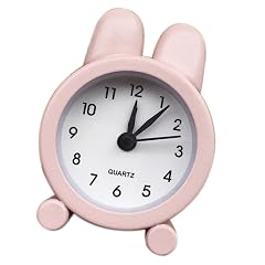 GETAJGHSD Pink Mini Metal Rabbit Ear Alarm Clock Silent Non-Ticking Bedside Clock Easy Bedroom Dorm Home Decoration