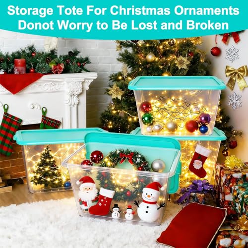 Image of SIMPLYKLEEN Storage Totes with Lids - Made in USA 14.5-Gallon (58-Quart) 4-Pack Aqua Storage Bins with Lids Plastic Storage Containers Large Storage Boxes for Organizer Aqua /Clear