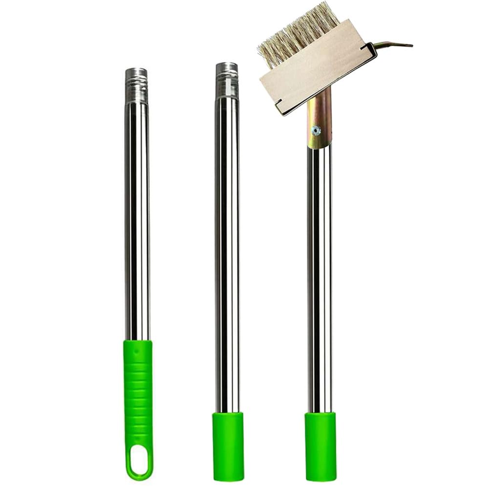 UDSKNV[KSL Adjustable Long Handle Stainless Steel Brush for Garden for Moss and Weed Removal- Cracked Weeder Tool