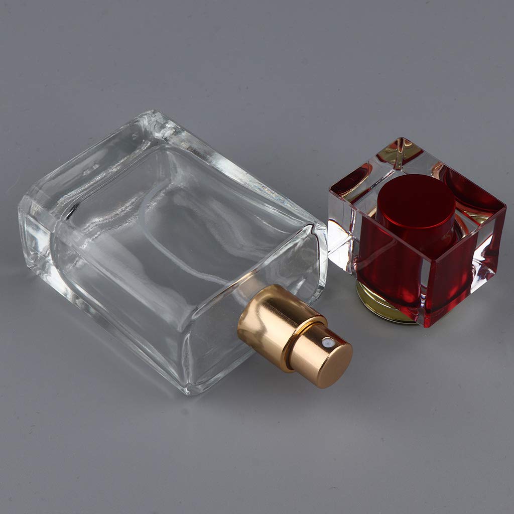 Geardeangloow Leere Glas-Parfüm-Duftflaschen, Aftershave-Sprühbehälter, 50 ml, rote Kappe, 10 Stück