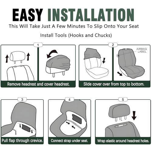 Image of Universal Car Seat Covers for Honda Insight 2002-2022 Anti-Slip Seat Covers,Waterproof Faux Leather Full Coverage Car Seat Protectors Interior Accessories(2Pcs Standard /Black&Green)