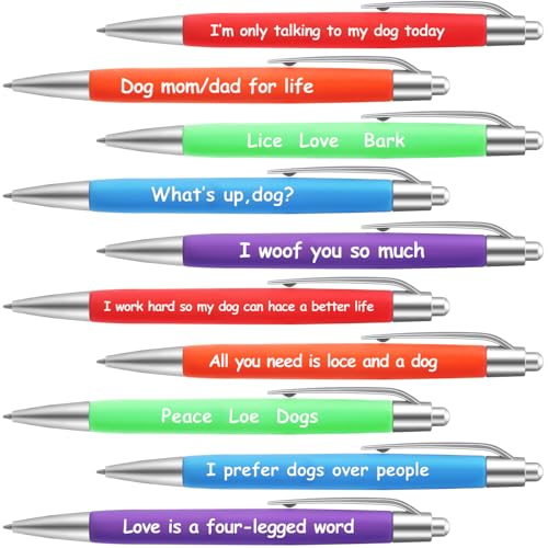 Harloon 10 Pcs Funny Dog Pens Dog Lovers Ballpoint Pens Cute Funny Phrase Pet Owners Gift Black Ink Writing for Office Doggy Puppy Coworkers Christmas Office Vet Tech Supplies(Multicolor,Puppy)