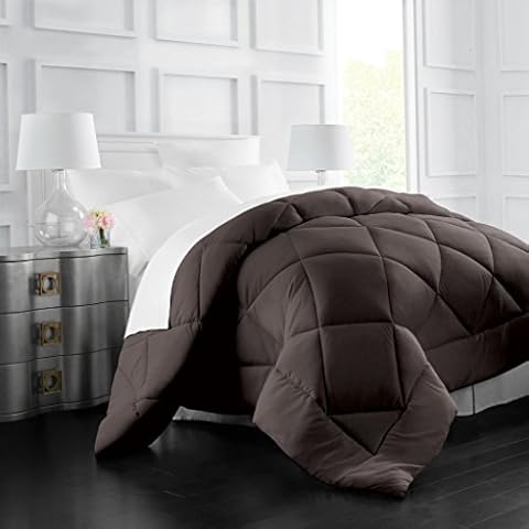 Italian Luxury Comforter Twin/Twin XL - 2100 Series Blanket, Down Alternative Duvet Insert w/Corner Tabs - Home Bedding -74"x89" Brown Cover