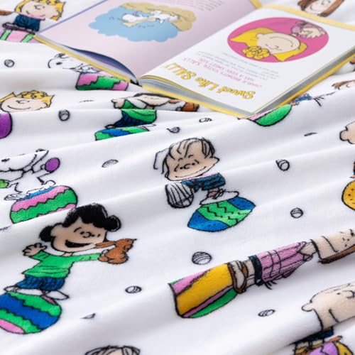 Image of Berkshire Peanuts VelvetLoft Cute Character Snoopy Plush Throw Blanket,Easter Gang 2025 White,Throw 55 in x 70 in (Official Peanuts Product)