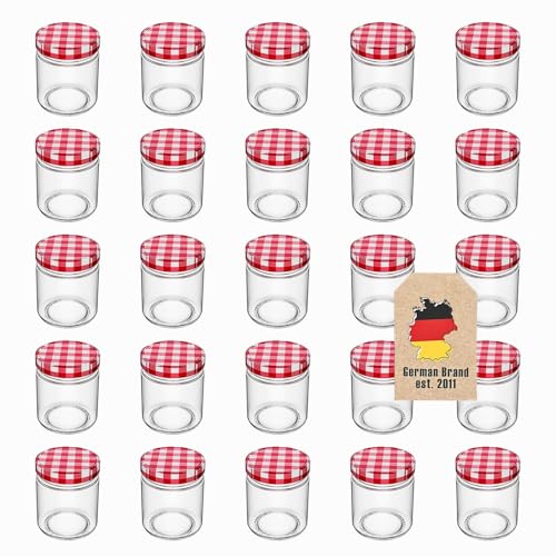 INTIRILIFE 25er Set Einmachgläser 350 ml max 300 ml optimal Marmeladengläser Sturzgläser Vorratsgläser mit Schraubdeckel 11 x 7.5 cm Einkochgläser zum Einlegen Fermentieren Honigglas 25 Stück