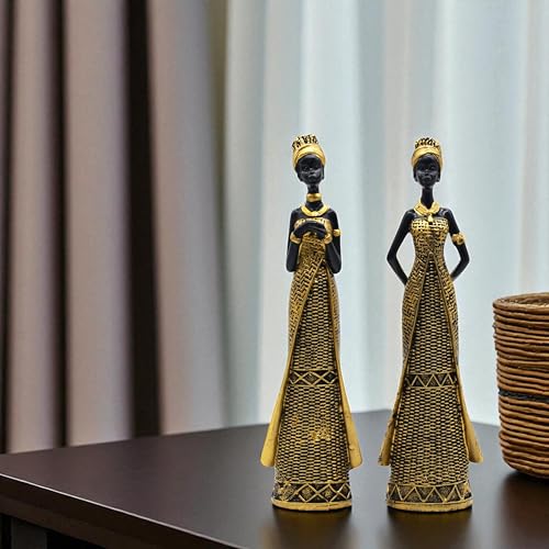 Image of Vibrant Beautiful Finish Uniquely Hand Crafted Home Decor African Tribal Women Art Piece (Set of 2)