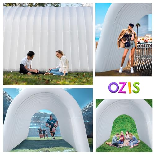 Image of OZIS 20FT Inflatable Tunnel Sports Tunnel Entrance with Installed Blower Inflatable Tunnel Tent for Business Advertising Event Exhibition Promotion,Street,Shop,Supermarket(White 20x10x10FT)