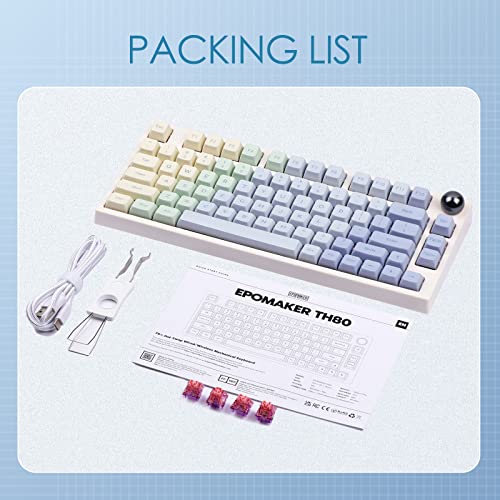 TH80 Pro Tastiera Meccanica usb c/Bluetooth/wireless, retroilluminata che hot swap e personalizzabili con Rotellina per WIN/Mac/PS4/PS5/Xbox (Monet TH80 Pro, Epomaker Budgerigar Switch) - Tastiera gaming - Immagine 7