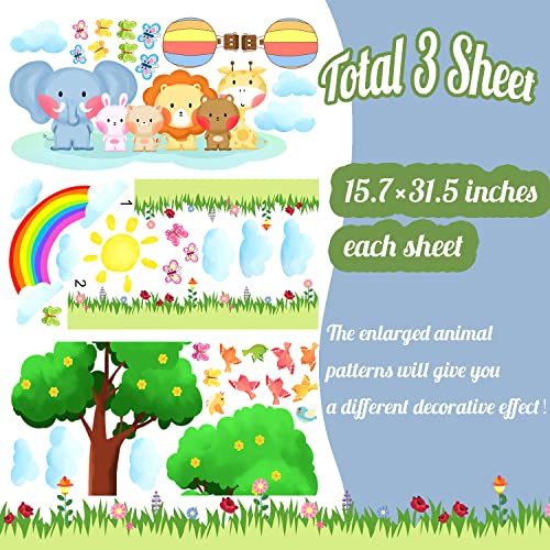 Kokolap 3 Sheet Big Tree Animal Wall Stickers,Forest Animal Wall Decal Baby Room Decor,Nursery Wall Decor Sun Wall Stickers Peel And Stick,Elephant Bear Wall Sticker Kids Room Bedroom Classroom Decor #TOP1