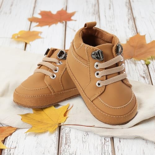 Image of CENCIRILY Baby Boys Girls High Top Sneakers Soft Soles Anti Skid Infant Ankle Shoes Toddler Prewalker First Walking Crib Shoes