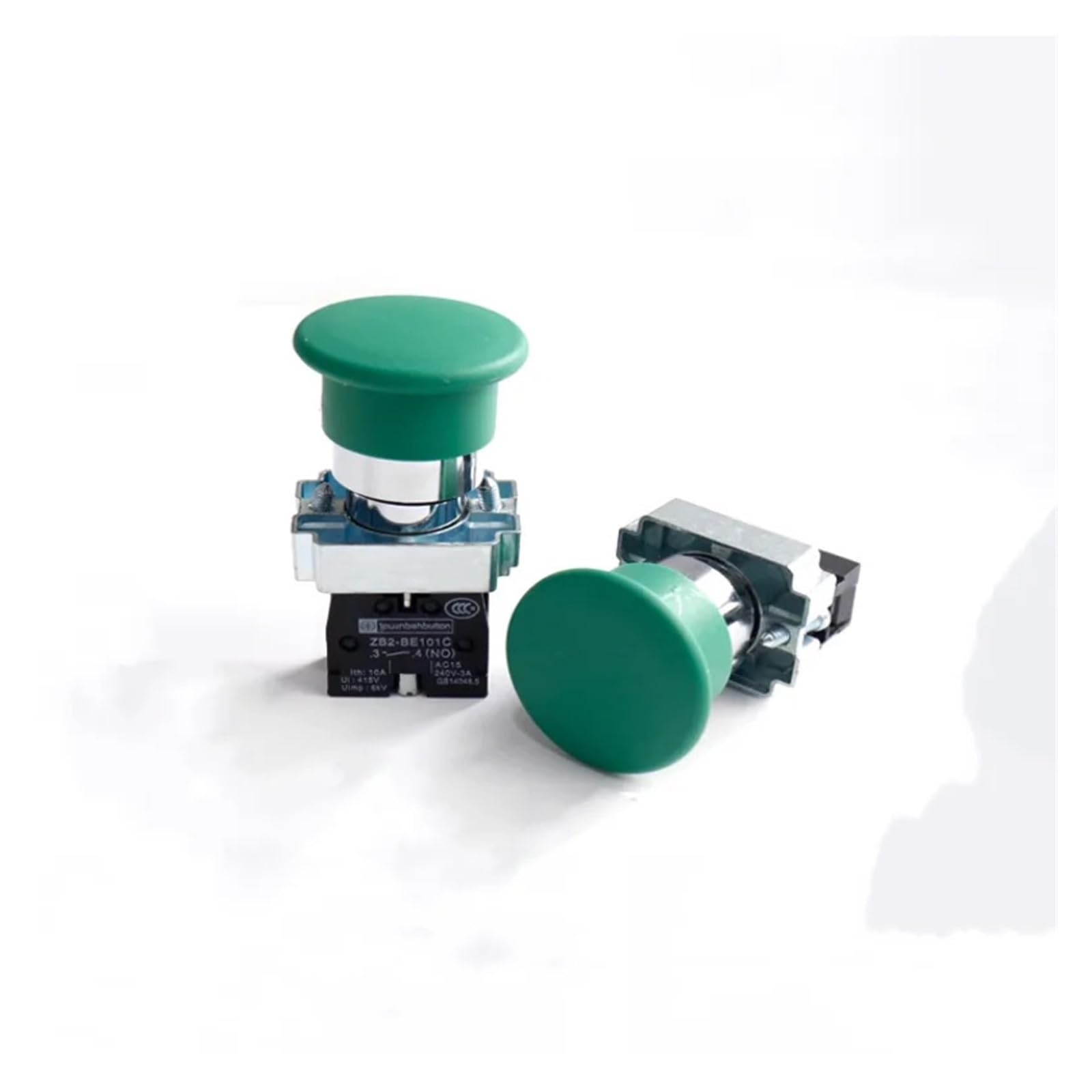 AUOQKQUT ZB2-BC31 NO Normally Open Green Sign Mushroom Momentary Push Button Switch