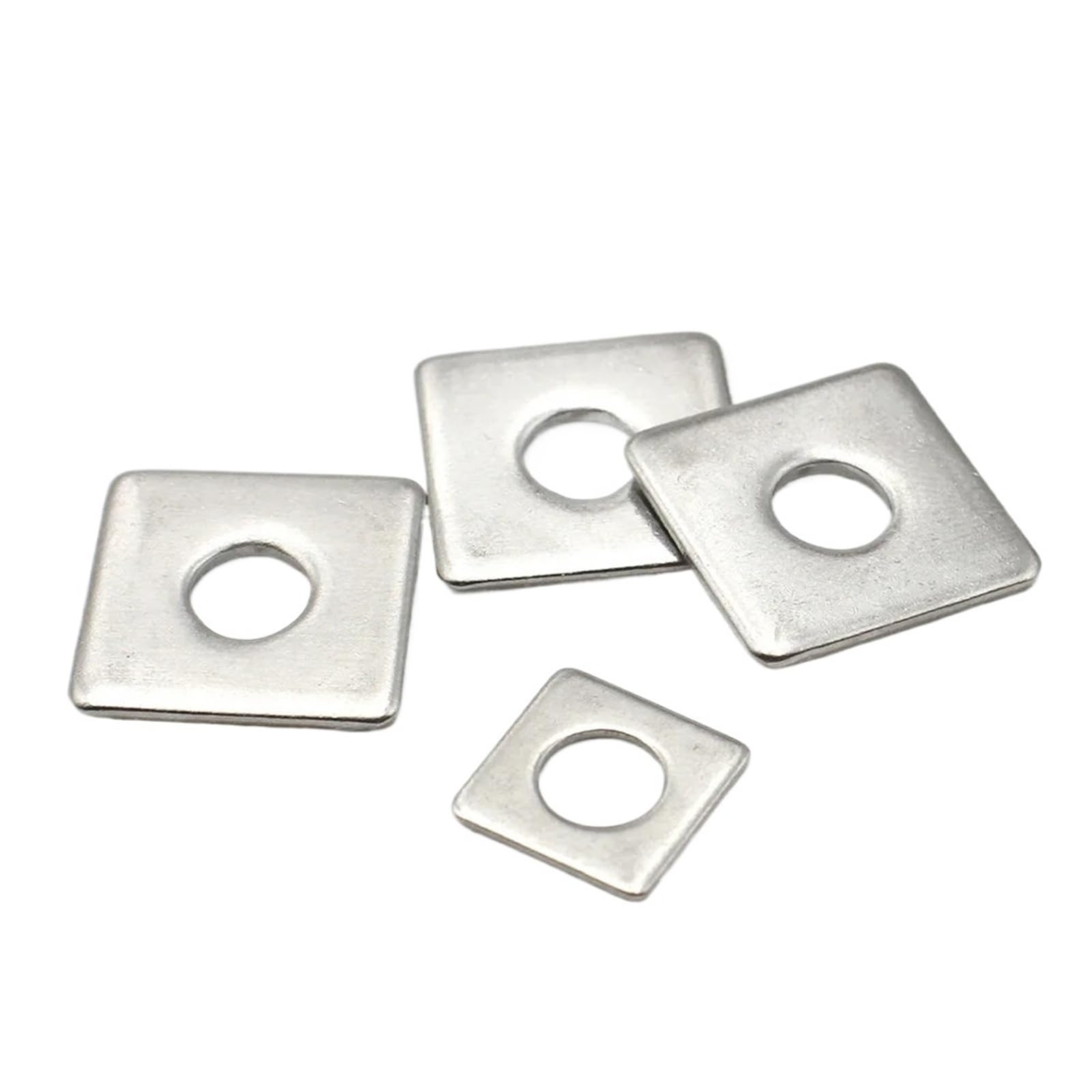 arandelas cuadradas, Arandelas de placa cuadrada acero inoxidable, arandelas planas cuadradas 304, paquete plateado 10 tamaños M3 a M20(M4x10x1mm 50pcs)