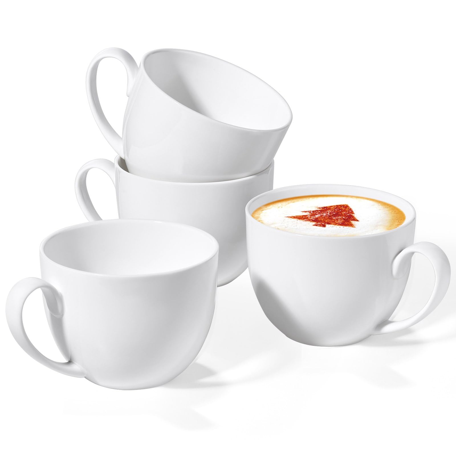 Chulan 22 oz Extra Large White Fine Bone China Cereal Soup Mugs Set of 2