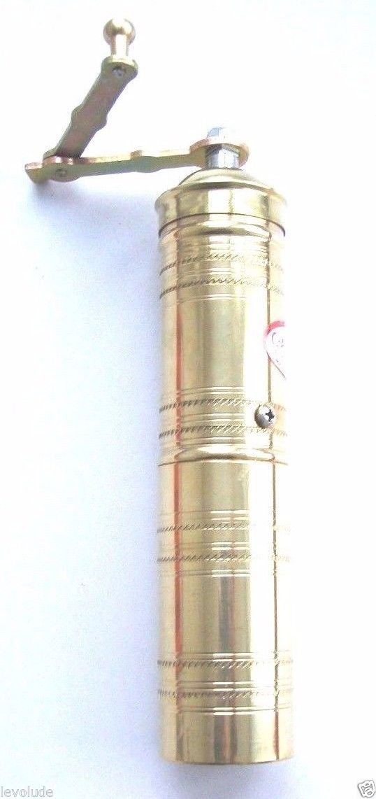 Handmade Traditional Brass Turkish Coffee Spice Grinder Mill