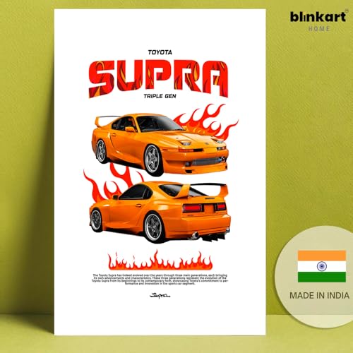 Image of BLINKART Toyota SupraCar Posters Sticker Gift Items for Boys Room Wall Decor || Comes with Double-Sided Tape|| Decoration Bedroom Living Room Office Studio Decor | 12x18 In (A3) - CAR-293