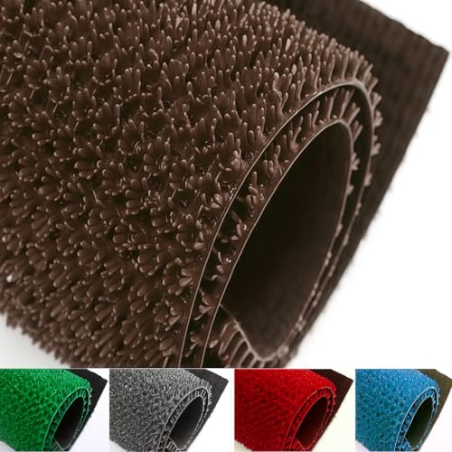 Image of YALISH Polyvinyl PVC Spike Entrance Door Mats for Home, Offices, Hotel Rooms Artificial Grass Turf Mat, Multiple, Textured Surface, Indoor Outdoor Use (Brown - 2 X 1.5 FT / 60 X 45 CM)