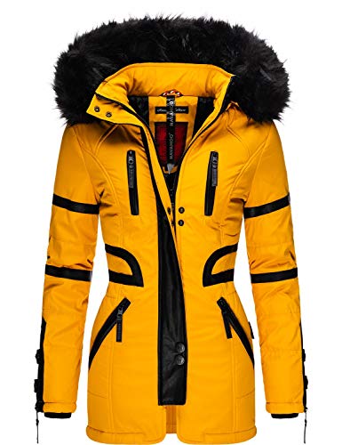 Navahoo Moon Chaqueta para Mujer con Modernas Aplicaciones de Cuero sintético Amarillo L Cover