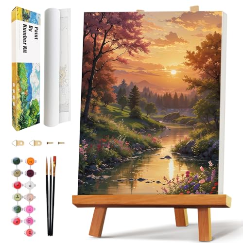 Qaisxoty Piant by Numbers Kit for Adults, Landscape Rolled Canvas