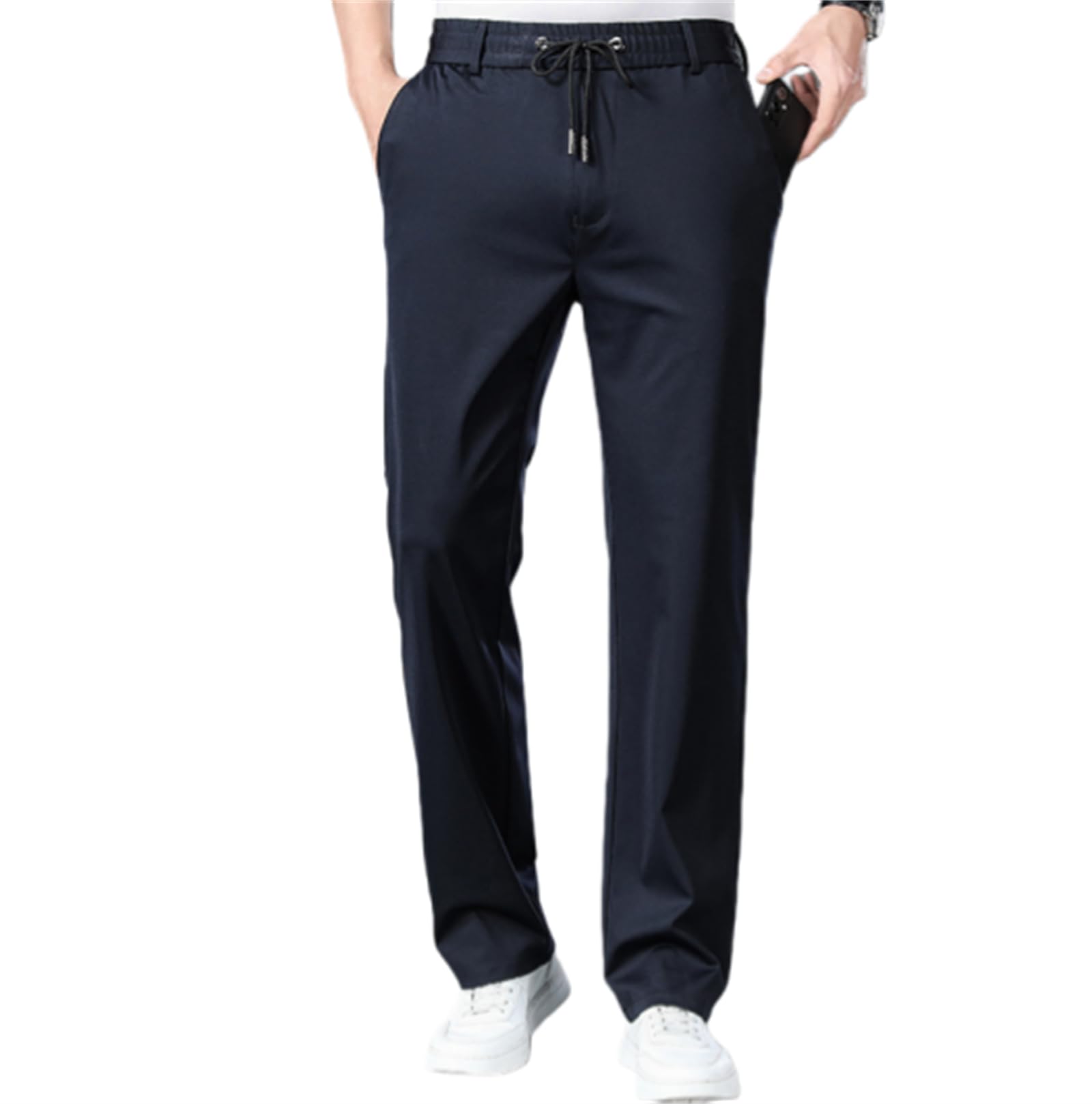 Pantaloni casual leggeri Pull on Ice Silk Comfort Everyday Pant setoso-morbido traspirante non deformabile Stretch Pant per gli uomini over 50