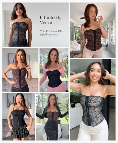 Image of Popilush Corset Tops for Women, Shapewear Boned Bustier Lingerie Tank top