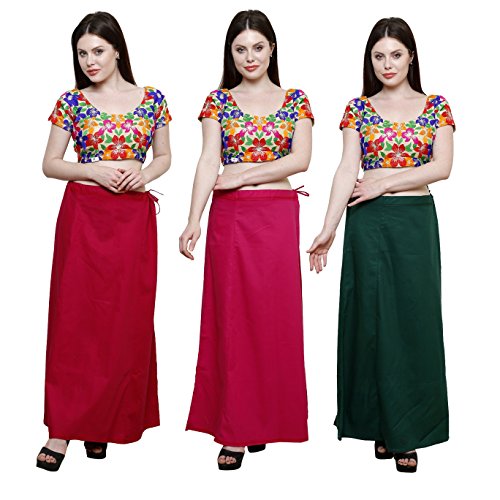 Image of Pistaa combo of 3 Women's Cotton Best Indian Readymade Inskirt Saree petticoats