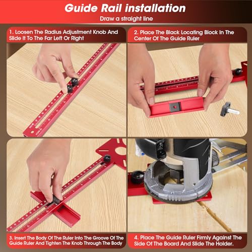 Router Milling Groove Bracket, Rotatable Milling Router Circle Cutting Jig Guide Cabinet Hardware Jig, Universal Aluminium Adjustable Cabinet Template Tool with Metric Scale for Woodworking Benches 6 Router Milling Groove Bracket, Rotatable Milling Router Circle Cutting Jig Guide Cabinet Hardware Jig, Universal Aluminium Adjustable Cabinet Template Tool with Metric Scale for Woodworking Benches - Image 6
