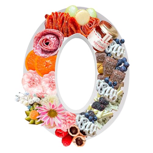 Image of 12 inch Fillable Number Paper Mache Cardboard Cutouts Sweet Charcuterie Board Tray (White, 0 Shape)