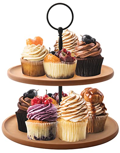 Barenthal 2 Tier Wooden Cupcake Stand - Tiered Tray Stand Dessert Table Display Cupcake Display Stand, Serving Tray Dessert Stand for Party,Wedding, Festival, Decoration