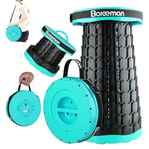 Image of Boreeman 2026 Upgraded Collapsible Stool Lightweight Yet Sturdy with Load Capacity 800lbs Portable Folding Stool for Camping Fishing Hiking BBQ (Turquoise)