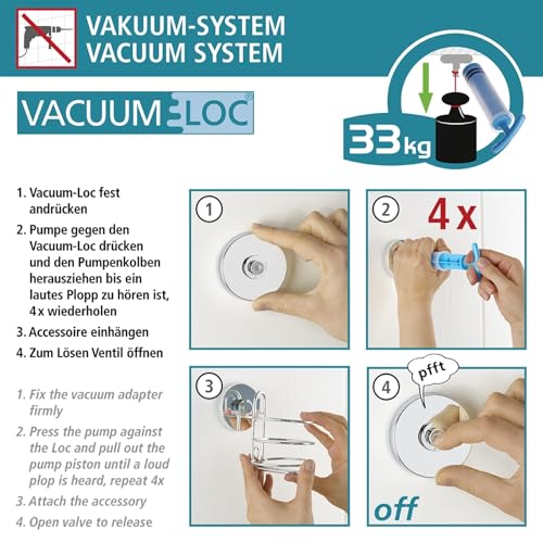 WENKO Vacuum-Loc® Haken Schwarz, 2er Set Handtuchhalter, Haken für Handtücher und Accessoires, Befestigen ohne bohren mit Vakuum, Kunststoff schwarz lackiert, Loft-Style, je 6 x 6,7 x 5 cm