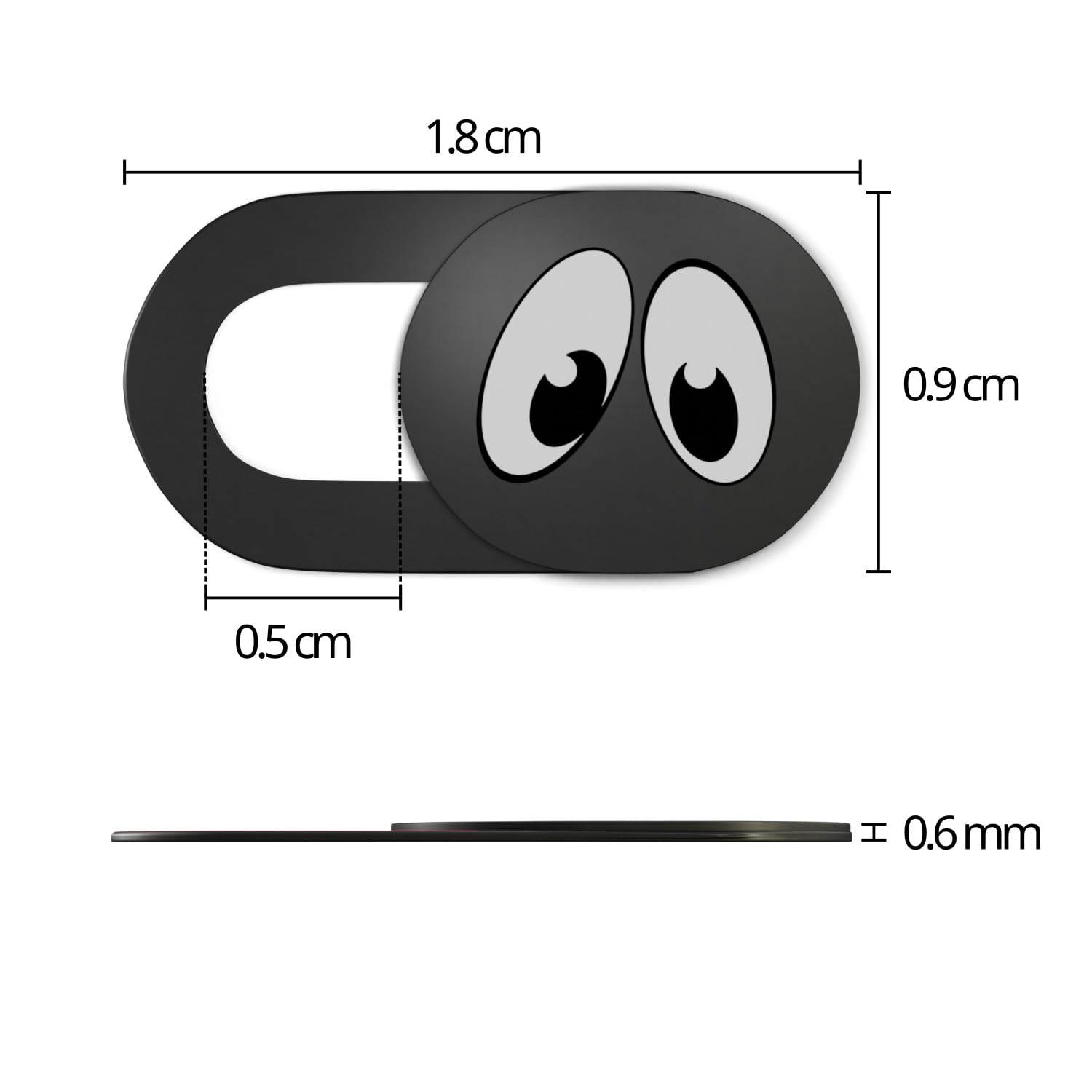 6 Caches Webcam Extra-Plats Noir - Pour PC Portable, Mac, Tablette - Protection Vie Privée - Motifs Yeux