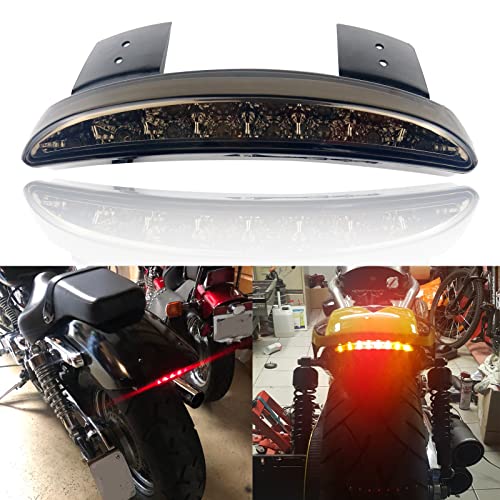 BREDUXSER Feu Arrière Moto Clignotant Indicateurs 8 LED Hachée Plaque de Bord de Garde-Boue Frein Stop Arrière Arrêt Feu Lampe Intégrés pour Sportster...