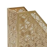 Deco 79 Metal Geometric Single Slot Magazine Holder with Laser Carved Design, 5" x 10" x 12", Gold - Image 4