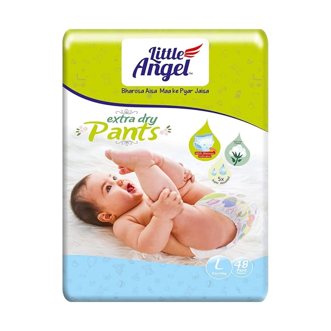 Extra Dry Baby Pants Diaper, Large (L) Size, 48 Count, Super Absorbent Core Up to 12 Hrs Protection & Wetness Indicator, Pack of 1, 8-14kg