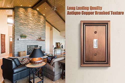Henne Bery Sunken Pearls Decorative Wall Plate Switch Plate Outlet Cover (Single Toggle, 2 Pack, Antique Copper) #TOP4