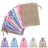 DOPENSPI 15PCS Burlap Gift Bags with Drawstring, 4x6 Inch Colorful Small Gift Bag Reusable Rustic Gifts Favor Bags Jute Bag with Drawstring Jewelry Coin Storage Pouch for Gifts Party Favor DIY Craft