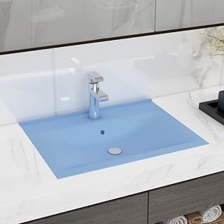 Furniture Select-Luxury - Lavabo con orificio para grifo (cerámica, 60 x 46 cm), color azul claro mate