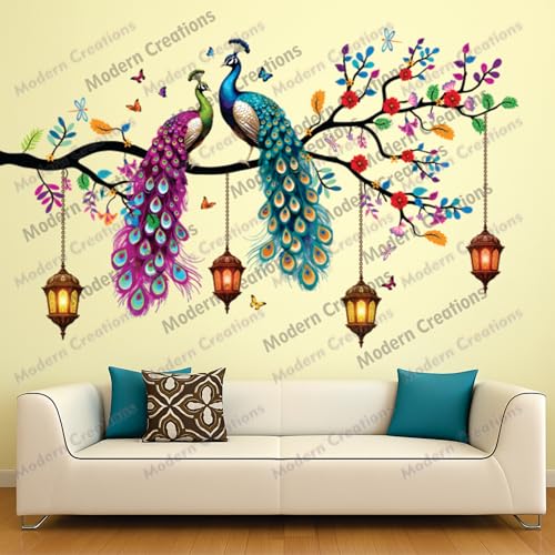 Image of Peacock wall Sticker 3D Large Big Size Living Room Home Decoration Vinyl Decorative Bird Mural Elegant Interior decor