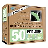 Closet Complete Baby Velvet Hangers, Premium Quality, True-Heavyweight, Virtually-UNBREAKABLE, Ultra-Thin, Space Saving No-Slip, Perfect Size for Babies 0-48 months 360° SPIN, Chrome Hooks, Green 50pc