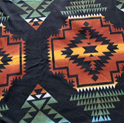 Native American Design Black Anti-Pill Fleece Fabric by The Yard - Image 2