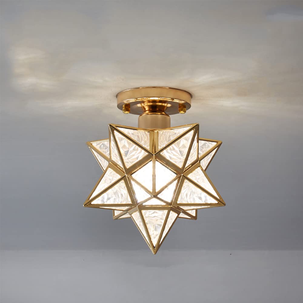 Modern Chandelier Ceiling Light,Flush Mount Ceiling Lamp,Star Design Lighting Fixture Retro Nordic Style for Children's Room Living Room Bedroom Office Dining Room (Gold)