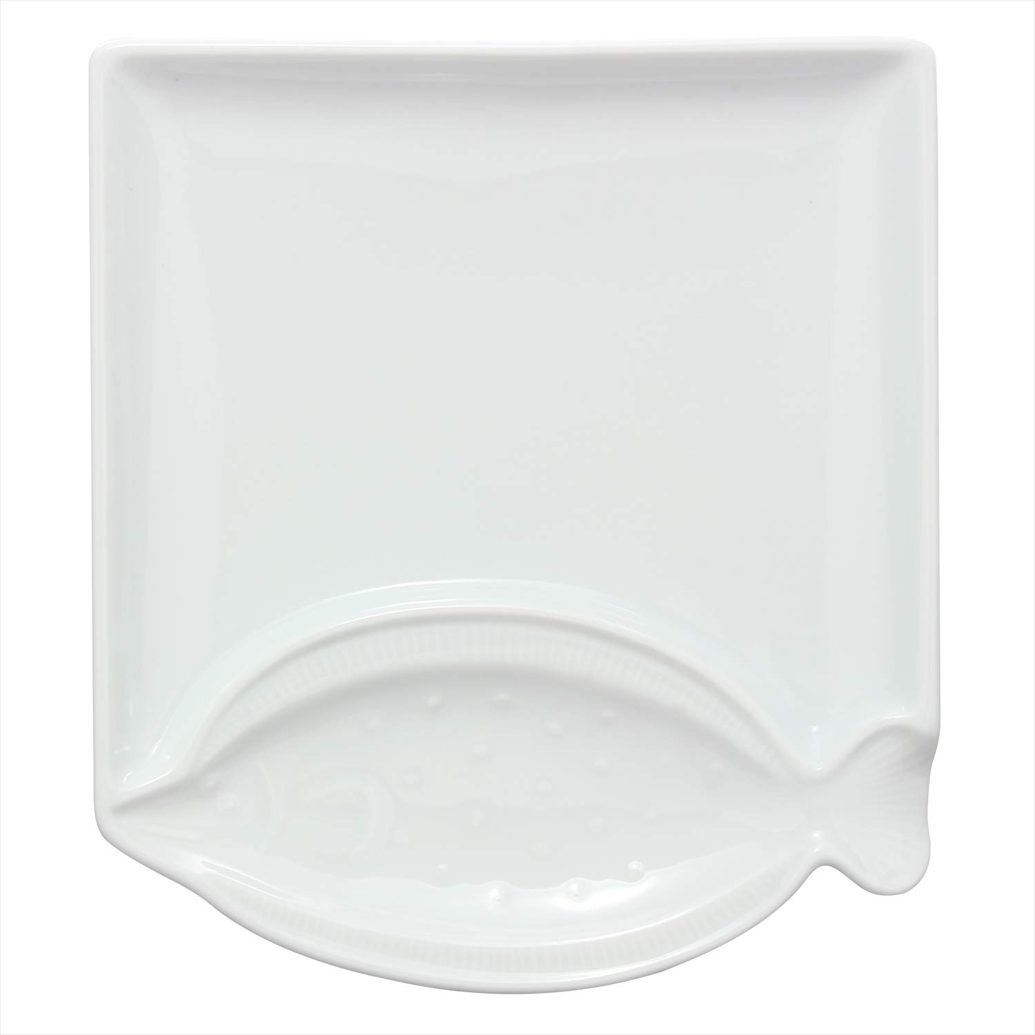 Amazon.co.jp: 波佐見焼 魚皿(トト皿) 角皿 ひらめ 白磁 303345C500