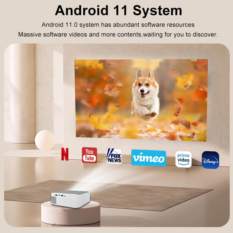 Image of AUN MAHAA Smart Projector 4K Ultra HD, 14000 Lumen, 1080p Native, Android 11, Wi-Fi, Supports Net - Flix, YouTube, Prime, Hotstar & More, Electric Focus, HDMI, High Brightness AUN Projector for Room