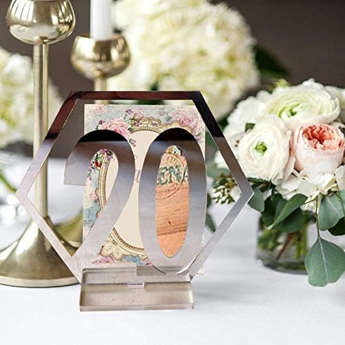 Gdaya Wedding Table Numbers,1-20 Gold/Silver Acrylic Standing Table Holder with Base for Wedding, Party, Reception or Catering Decoration (Silver)