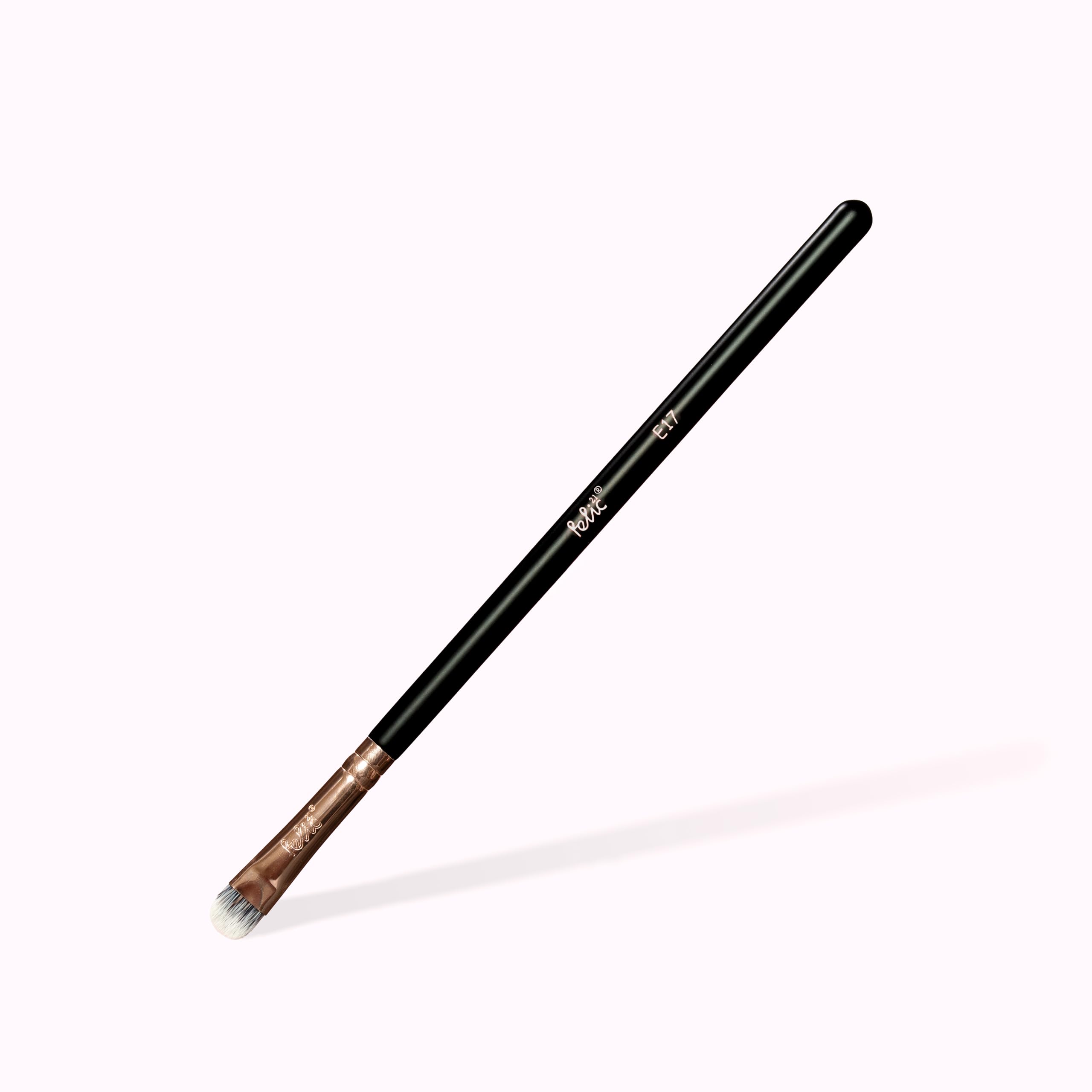 Felic21 E17 Cut Crease Brush - Flat Precision Eyeshadow & Concealer Brush for Defined Crease, Professional Eye Makeup Brush (Black & Rose Gold)-image-7