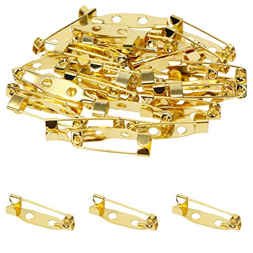 Shapenty 30PCS Locking Pins Backs Safety Clasp Brooch Badge Bar Jewelry Pins for DIY Craft Name Tags Toy Ribbon Corsages Costume Jewelry Making Sewing Felt Fabric Baby Shower Wedding (Gold, 20MM)