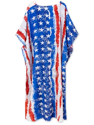 Image of Moss Rose Kaftan Dresses for Women V Neck Summer Swimsuit Cover up Caftan Maxi Beach Dresses